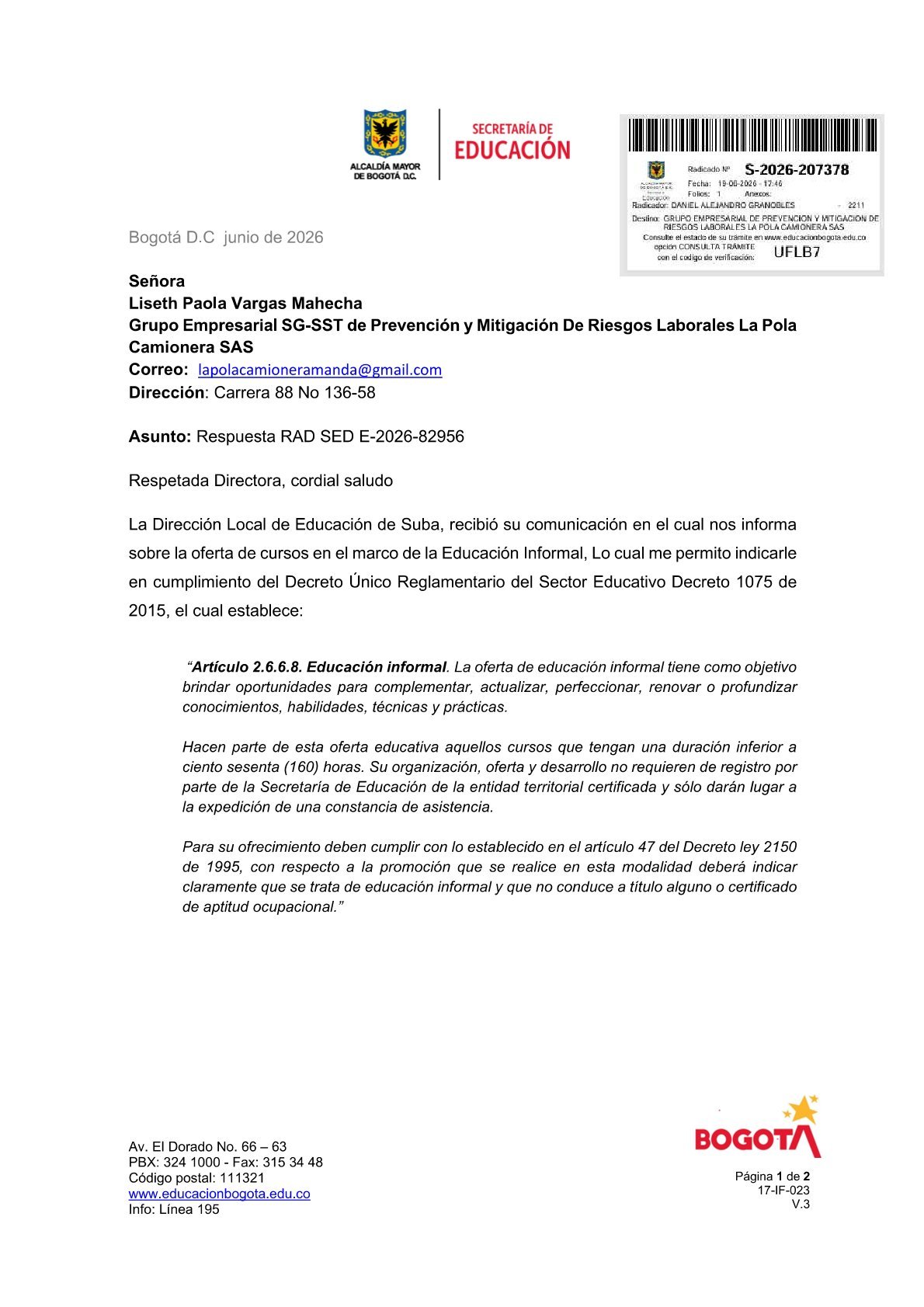 Certificación 18